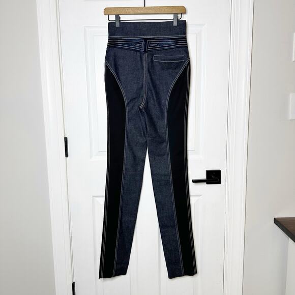 Diane Von Fursternberg High Waist Stretch Contrast Panel Denim Pants - Picture 4 of 4
